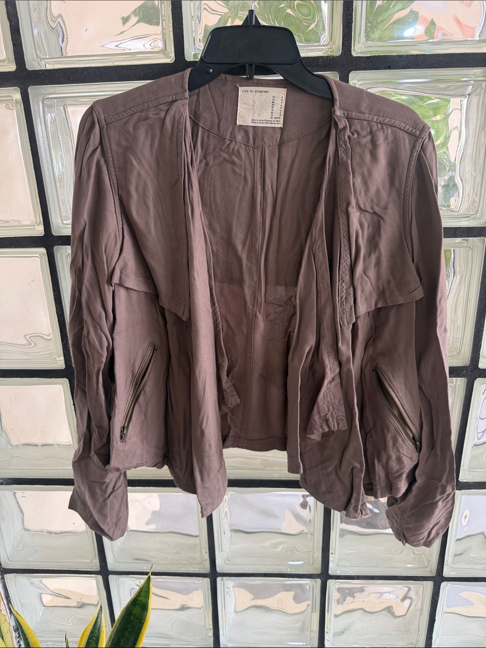 life in progress Mauve-Taupe Open Front Utility Jacket